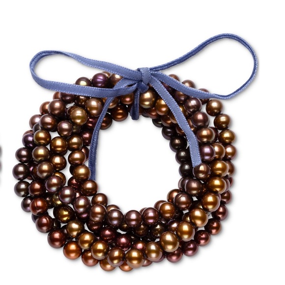 7 piece Dyed Chocolate Cultured Freshwater Baroque Pearl Bracelets - Picture 2 of 5